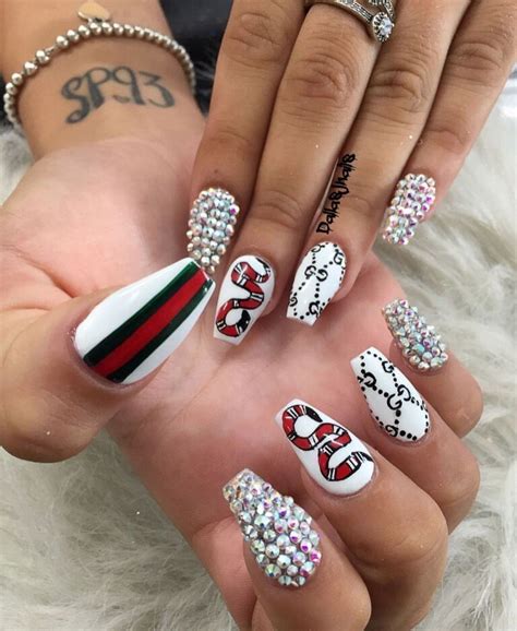 gucci acrylic nail designs|gucci nails with diamonds.